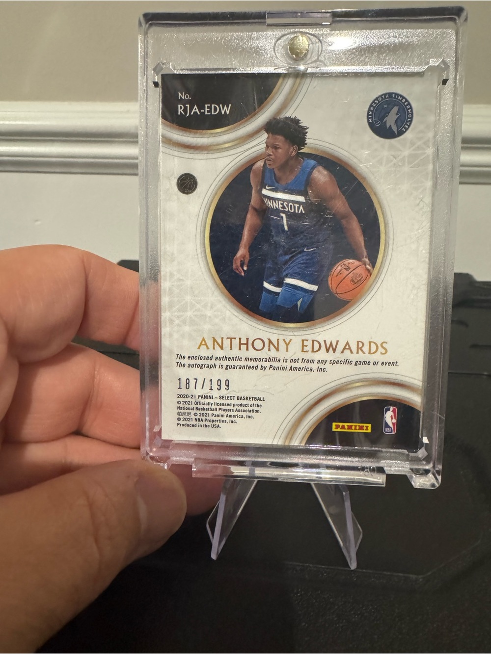 🏀 2020-21 Anthony Edwards Panini Select Autograph Rookie Card /199 RPA - Picture 3 of 3